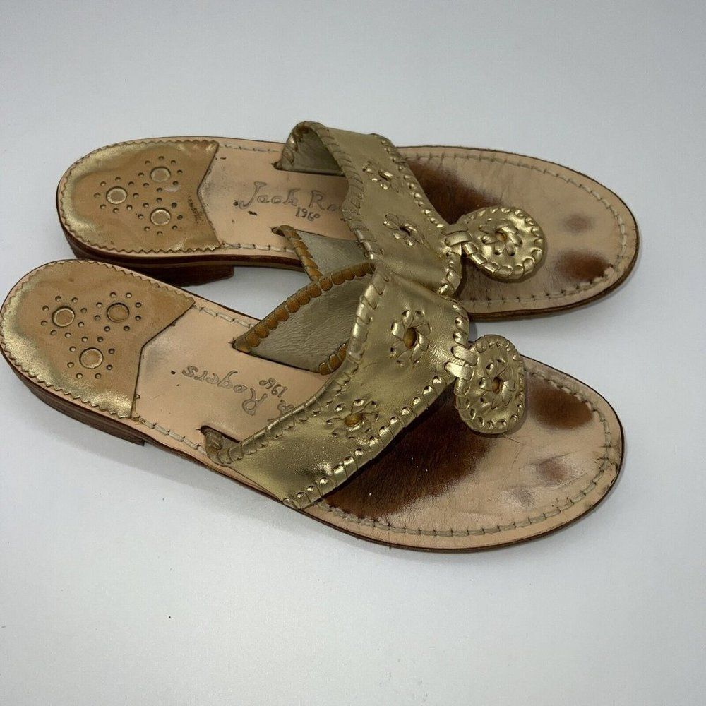 Jack Rogers Gold Hamptons Flat Sandal Size 7M